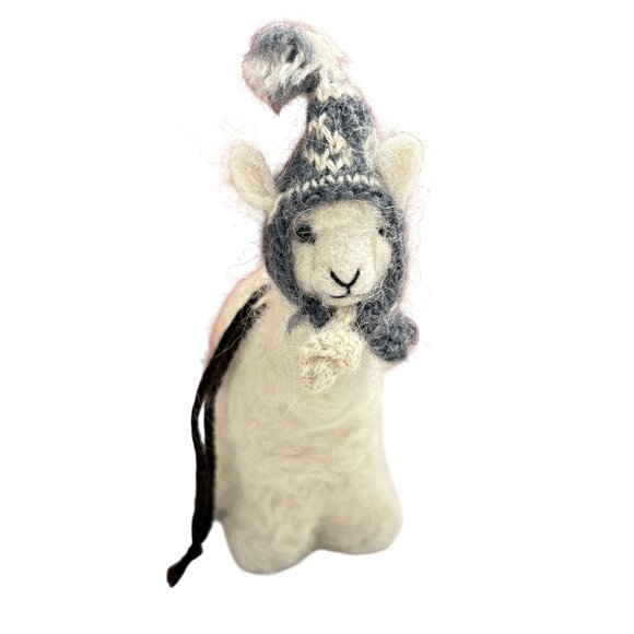 Handmade Alpaca Wool Ornaments Set With Knit Hat & Scarf - Picture 7 of 15